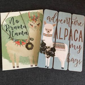 Necklace, earrings, 2 cute wall hangings